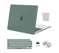 MOSISO Funda Compatible con MacBook Air 13 Pulgadas 2026 2025 2024 2023 2022 M4 M3 M2 M1 A3240 A3113 A3185 A2681, Funda Rígida&Teclado Tapa&Funda Cámara Web&Adaptador Tipo C, Verde Esmeralda