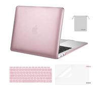 MOSISO Funda Compatible con MacBook Air 13 Pulgadas M1 2021 2020 2019 2018, Plástico Carcasa para Macbook Air 13 Pulgadas A2337 A2179 A1932&Teclado Cubierta&Protector Pantalla&Bolsa,Oro Rosa