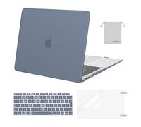 MOSISO Funda Compatible con MacBook Air 13 Pulgadas M1 2021 2020 2019 2018, Plástico Carcasa para Macbook Air 13 Pulgadas A2337 A2179 A1932&Teclado Cubierta&Protector Pantalla&Bolsa,Azul Haze