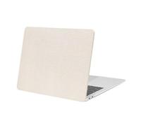 MOSISO Funda Compatible con MacBook Air 13 Pulgadas M1 2022-2018 Release A2337 A2179 A1932 Touch ID, Anti-Huellas Cuadrado Rejilla PU Cuero Recubierto Plástico Dura,Beige