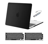 MOSISO Funda Compatible con MacBook Air 13 Pulgadas M4 M3 M2 2025 2024-2022 A3240 A3113 A2681, Carcasa Dura para MacBook Air 13,6 Pulgadas &Cubierta Teclado&4 Puertos USB Hub,Negro
