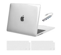 MOSISO Funda Compatible con MacBook Air 13 Pulgadas M4 M3 M2 2025 2024-2022 A3240 A3113 A2681, Carcasa Dura para MacBook Air 13,6 Pulgadas &Cubierta Teclado&4 Puertos USB Hub,Crystal Claro