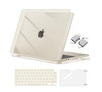 MOSISO Funda Compatible con MacBook Air 13 Pulgadas M4 M3 M2 2025 2024 2022 A3240 A3113 A2681, Carcasa para Macbook Air 13,6&Teclado Tapa&Pantalla Protector&Adaptador Tipo C,Cristal Starlight