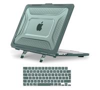 MOSISO Funda Compatible con MacBook Air 13 Pulgadas M4 M3 M2 2025 2024 2022 A3240 A3113 A2681, Honeycomb TPU Bumper Soporte Plegable Carcasa para MacBook Air 13,6&Teclado Tapa,Verde Esmeralda