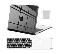 MOSISO Funda Compatible con MacBook Air 13 Pulgadas M4 M3 M2 2025 2024 2023 2022 A3240 A3113 A2681, Carcasa para MacBook Air 13,6 M4 M3 M2&Tapa Teclado&Pantalla Protector&Bolsa,Cristal Negro