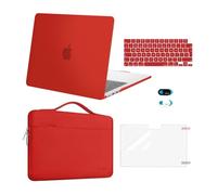 MOSISO Funda Compatible con MacBook Air 13 Pulgadas M5 M4 M3 M2 2026-2022 | A3449 A3240 A3113 A2681,Carcasa para MacBook Air 13,6&Bolsa Manga&Tapa Teclado&Webcam&Protector Pantalla,Rojo
