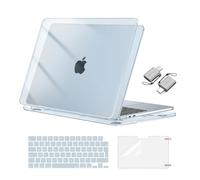 MOSISO Funda Compatible con MacBook Air 13 Pulgadas M5 M4 M3 M2 2026 2025-2022 A3449 A3240 A3113 A2681,Carcasa para Macbook Air 13,6&Teclado Tapa&Pantalla Protector&Adaptador Tipo C,Azul Cielo Cristal
