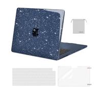 MOSISO Funda Compatible con MacBook Air 15 Pulgadas 2024 2023 A3114 M3 A2941 M2 Chip, Brillante Brillo Plástico Carcasa Dura&Tapa Teclado&Protector Pantalla&Bolsa Almacenaje, Azul Medianoche