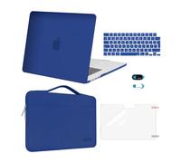 MOSISO Funda Compatible con MacBook Air 15 Pulgadas M4 M3 M2 2025 2024 2023 A3241 A3114 A2941 Touch ID, Plástico Carcasa&Bolsa Manga&Tapa Teclado&Pantalla Protector&Cubierta Webcam,Azul Real