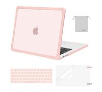 MOSISO Funda Compatible con MacBook Pro 13 M2 M1 2025-2016 A2338 A2251 A2289 A2159 A1989 A1708 A1706, TPU Bumper Plástico Suave Antirayaduras Carcasa&Teclado&Protector Pantalla&Bolsa,Rosa