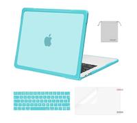 MOSISO Funda Compatible con MacBook Pro 13 M2 M1 2025-2016 A2338 A2251 A2289 A2159 A1989 A1708 A1706, TPU Bumper Plástico Suave Antirayaduras Carcasa&Teclado&Protector Pantalla&Bolsa,Turquesa