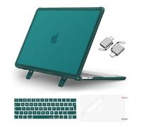 MOSISO Funda Compatible con MacBook Pro 13 Pulgadas M2 M1 2024-2016 A2338 A2251 A2289 A2159 A1989 A1708 A1706, Carcasa Dura Plástico Resistente con Caballete&Teclado&Pantalla&Tipo C,Verde Teal
