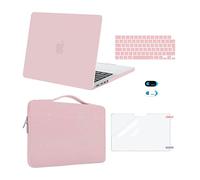 MOSISO Funda Compatible con MacBook Pro 14 Pulgadas 2025-2021 M5 M4 M3 M2 M1 A3434 A3112 A3185 A3401 A2918 A2992 A2779 A2442, Carcasa&Bolsa Manga&Pantalla Protector&Teclado&Webcam,Cuarzo Rosa