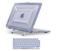 MOSISO Funda Compatible con MacBook Pro 14 Pulgadas 2025-2021 M5 M4 M3 M2 M1 A3434 A3112 A3185 A3401 A2918 A2992 A2779 A2442, Honeycomb TPU Bumper Carcasa Doblar Kickstand&Teclado Tapa,Lavanda Gris