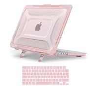 MOSISO Funda Compatible con MacBook Pro 14 Pulgadas 2025-2021 M5 M4 M3 M2 M1 A3434 A3112 A3185 A3401 A2918 A2992 A2779 A2442, Honeycomb TPU Bumper Carcasa Doblar Kickstand&Teclado Tapa,Rosa
