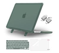 MOSISO Funda Compatible con MacBook Pro 14 Pulgadas 2025-2021 M5 M4 M3 M2 M1 A3434 A3112 A3185 A3401 A2918 A2992 A2779 A2442, Carcasa Plegable Soporte&Piel Teclado&Pantalla Cine&Tipo C,Verde Esmeralda
