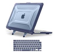 MOSISO Funda Compatible con MacBook Pro 14 Pulgadas 2025-2021 M5 M4 M3 M2 M1 A3434 A3112 A3185 A3401 A2918 A2992 A2779 A2442, Honeycomb TPU Bumper Carcasa Doblar Kickstand&Teclado Tapa,Azul Marino