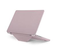 MOSISO Funda Compatible con MacBook Pro 16 Pulgadas 2025 2024 2023 2022 2021 M4 M3 M2 M1 A3403 A3186 A2991 A2780 A2485, Carcasa Plástico Recubierta PU Cuero con Soporte Plegable Kickstand,Rosa