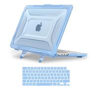 MOSISO Funda Compatible con MacBook Pro 16 Pulgadas M4 M3 M2 M1 A3403 A3186 A2991 A2780 A2485 Chip, Honeycomb Shockproof TPU Bumper Heavy Duty Carcasa con Soporte Plegable&Teclado,Azul Aire
