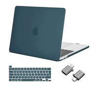 MOSISO Funda Dura Compatible con MacBook Pro 13 Pulgadas M2 2024-2016 A2338 M1 A2251 A2289 A2159 A1989 A1706 A1708, Plástico Carcasa Rígido&Cubierta de Teclado&Adaptador Tipo C, Trullo Profundo