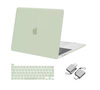 MOSISO Funda Dura Compatible con MacBook Pro 13 Pulgadas M2 2024-2016 A2338 M1 A2251 A2289 A2159 A1989 A1706 A1708, Plástico Carcasa Rígido&Cubierta de Teclado&Adaptador Tipo C, Verde Salvia