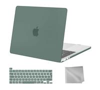 MOSISO Funda Dura Compatible con MacBook Pro 13 Pulgadas M2 M1 2025-2016 Publique A2338 A2289 A2251 A2159 A1989 A1706 A1708, Plástico Rígido Carcasa&Teclado Skin&Paño,Verde Medianoche