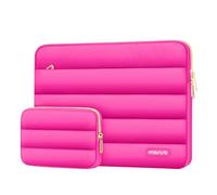 MOSISO Funda Portátil 13-13,3 Pulgadas, 13,3 Pulgadas Puffy Laptop Bolsa Compatible con MacBook Air 13 M5 M4 M3 M2 M1/Neo/Pro 13/Pro 14, Horizontal Poliéster con Estuche Pequeño Bolsa,Rosa Rojo