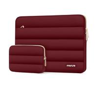 MOSISO Funda Portátil 13-13.3 Pulgadas, 13,3 Pulgadas Puffy Laptop Bolsa Compatible con MacBook Air 13 13,6 M4 M3 M2 M1/Pro 13/Pro 14, Horizontal Poliéster con Estuche Pequeño Bolsa,Rojo