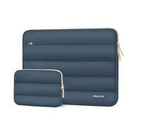 MOSISO Funda Portátil 13-13.3 Pulgadas, 13,3 Pulgadas Puffy Laptop Bolsa Compatible con MacBook Air 13 13,6 M4 M3 M2 M1/Pro 13/Pro 14, Horizontal Poliéster con Estuche Pequeño Bolsa,Azul Haze