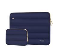 MOSISO Funda Portátil 13-13.3 Pulgadas, 13,3 Pulgadas Puffy Laptop Bolsa Compatible con MacBook Air 13 13,6 M4 M3 M2 M1/Pro 13/Pro 14, Horizontal Poliéster con Estuche Pequeño Bolsa,Azul Marino