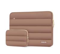 MOSISO Funda Portátil 13-13.3 Pulgadas, 13,3 Pulgadas Puffy Laptop Bolsa Compatible con MacBook Air 13 13,6 M4 M3 M2 M1/Pro 13/Pro 14, Horizontal Poliéster con Estuche Pequeño Bolsa,Moca