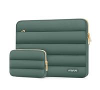 MOSISO Funda Portátil 13-13,3 Pulgadas, 13,3 Pulgadas Puffy Laptop Bolsa Compatible con MacBook Air 13 M5 M4 M3 M2 M1/Neo/Pro 13/Pro 14, Horizontal Poliéster con Estuche Pequeño Bolsa,Verde Esmeralda