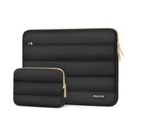 MOSISO Funda Portátil 13-13.3 Pulgadas, 13,3 Pulgadas Puffy Laptop Bolsa Compatible con MacBook Air 13 13,6 M4 M3 M2 M1/Pro 13/Pro 14, Horizontal Poliéster con Estuche Pequeño Bolsa,Negro