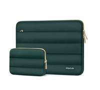 MOSISO Funda Portátil 13-13.3 Pulgadas, 13,3 Pulgadas Puffy Laptop Bolsa Compatible con MacBook Air 13 13,6 M4 M3 M2 M1/Pro 13/Pro 14, Horizontal Poliéster con Estuche Pequeño Bolsa,Verde Pavo Real