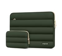 MOSISO Funda Portátil 13-13.3 Pulgadas, 13,3 Pulgadas Puffy Laptop Bolsa Compatible con MacBook Air 13 13,6 M4 M3 M2 M1/Pro 13/Pro 14, Horizontal Poliéster con Estuche Pequeño Bolsa,Verde Ejército