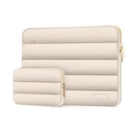 MOSISO Funda Portátil 13-13.3 Pulgadas, 13,3 Pulgadas Puffy Laptop Bolsa Compatible con MacBook Air 13 13,6 M4 M3 M2 M1/Pro 13/Pro 14, Horizontal Poliéster con Estuche Pequeño Bolsa,Arena