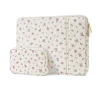 MOSISO Funda Portátil 13-14 Pulgadas, 13,3 Pulgadas Acolchada Laptop Sleeve | Compatible con MacBook Air 13/Neo A18/Pro 13/Pro 14, HP, Dell, Cuadrada Acolchada Vertical con Estampado Floral&Bolsita,Rosa