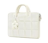 MOSISO Funda Portátil 13-14 Pulgadas, 13,3 Pulgadas Laptop Bolsa Compatible con MacBook Air 13 13,6/ Pro 13/14,HP Acer, Rectángulo Acolchado Bolsa de Ordenador con Asa y Colgante de Flores, Arena