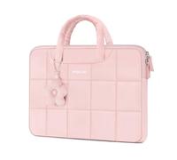 MOSISO Funda Portátil 13-14 Pulgadas, 13,3 Pulgadas Laptop Bolsa Compatible con MacBook Air 13 13,6/ Pro 13/14,HP Acer, Rectángulo Acolchado Bolsa de Ordenador con Asa y Colgante de Flores, Rosa