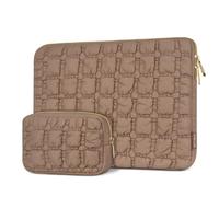 MOSISO Funda Portátil 13,3 Pulgadas, 13-14 Pulgadas Laptop Bolsa Compatible con MacBook Air 13, 13,6/Pro 13/Pro 14, HP, DELL, ASUS y Lenovo, Bolsa Acolchada Rejilla en Relieve y Funda Pequeña,Marrón