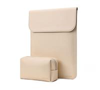 MOSISO Funda Portátil 13 Pulgadas, Compatible con MacBook Air M4 M3 M2 M1 2025-2018 / Pro M2 M1 2025-2016, Funda Piel Sintética con Pequeña Bolsa,Albaricoque