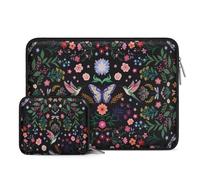 MOSISO Funda Portátil 16 Pulgadas, 15-15,6 Pulgadas Laptop Bolsa Compatible con MacBook Pro 16, HP Acer DELL Lenovo ASUS, Bolsa Neopreno con Diseño Colibrí Plantas y Flores con Funda Pequeña,Negro