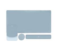 MOSISO Juego Alfombrilla Ratón Teclado,Ayuda Ratón Juego&Muñequera Rectangular Teclado&Mousepad con Muñequero&Coaster,Mousepad Ergonomía Non-Slip&Easy Typing Pad con Memory Foam Curvado,Aguamarina