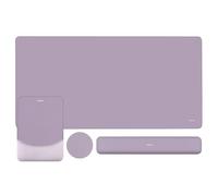 MOSISO Juego Alfombrilla Ratón Teclado,Ayuda Ratón Juego&Muñequera Rectangular Teclado&Mousepad con Muñequero&Coaster,Mousepad Ergonomía Non-Slip&Easy Typing Pad con Memory Foam Curvado,Púrpura