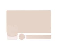 MOSISO Juego Alfombrilla Ratón Teclado,Ayuda Ratón Juego&Muñequera Rectangular Teclado&Mousepad con Muñequero&Coaster,Mousepad Ergonomía Non-Slip&Easy Typing Pad con Memory Foam Curvado,Albaricoque