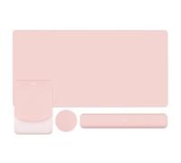 MOSISO Juego Alfombrilla Ratón Teclado,Ayuda Ratón Juego&Muñequera Rectangular Teclado&Mousepad con Muñequero&Coaster,Mousepad Ergonomía Non-Slip&Easy Typing Pad con Memory Foam Curvado,Bebé Rosa