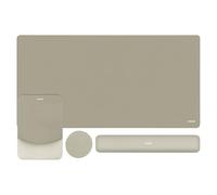 MOSISO Juego Alfombrilla Ratón Teclado,Ayuda Ratón Juego&Muñequera Rectangular Teclado&Mousepad con Muñequero&Coaster,Mousepad Ergonomía Non-Slip&Easy Typing Pad con Memory Foam Curvado,Bronce Marrón