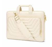 MOSISO Laptop Bandolera, 15-15,6 Pulgadas Portátil Maletín | Compatible con MacBook Pro 16/HP/Dell, Mensajero Bolsa con Frente Quilted Trapecio Inverted Bolsillo&Cinturón,Arena