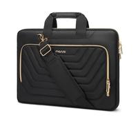 MOSISO Laptop Bandolera, 17-17,3 Pulgadas Portátil Maletín Compatible con MacBook, HP, Dell, Lenovo, Mensajero Bolsa con Frente Quilted Trapecio Inverted Bolsillo&Cinturón,Negro