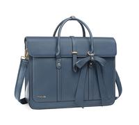MOSISO Laptop Bolsa para Mujeres, 15 Inch Cuero PU Portátil Bolsa Hombro Convertible a Mochila,15,6-16 Pulgadas Messenger Bolso Trabajo Casual Maletín Viaje Computer Bolsa con Bowknot,Azul Pavo Real
